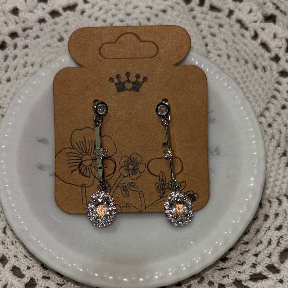 Silver-tone Sparkly Drop Earrings